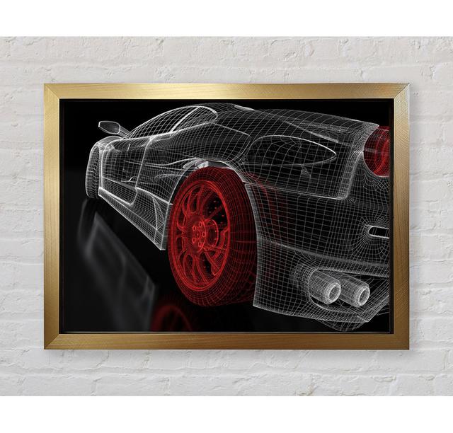 Wireframe Ferrari 2 - Single Picture Frame Art Prints Bright Star Size: 59.7cm H x 84.1cm W x 3.4cm D on Productcaster.