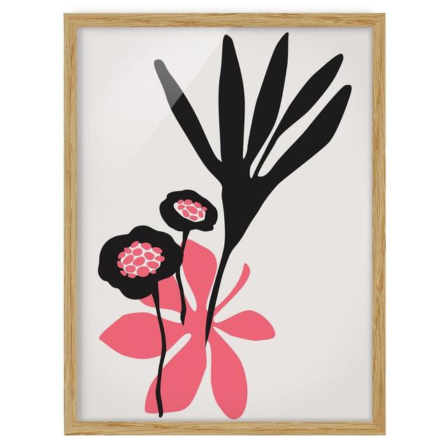 Floral Greeting in Pink - Picture Frame Graphic Art Marlow Home Co. Size: 100cm H x 70cm W x 2cm D, Frame Option: Brown Framed on Productcaster.