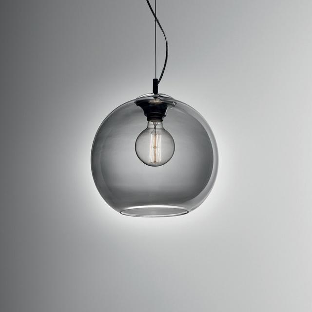 1 -Light Single Globe Pendant Ideal Lux Size: 252cm H x 40cm W x 40cm D, Shade Colour: Smoked on Productcaster.