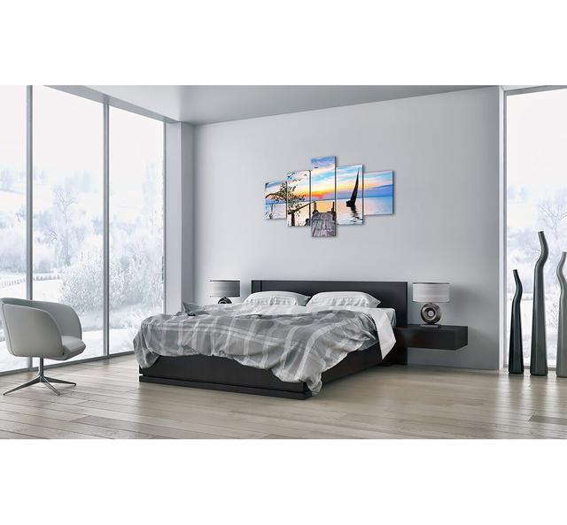 'Good Evening' - 5 Piece Wrapped Canvas Photograph Print Highland Dunes Size: 70cm H x 125cm W x 1.8cm D on Productcaster.