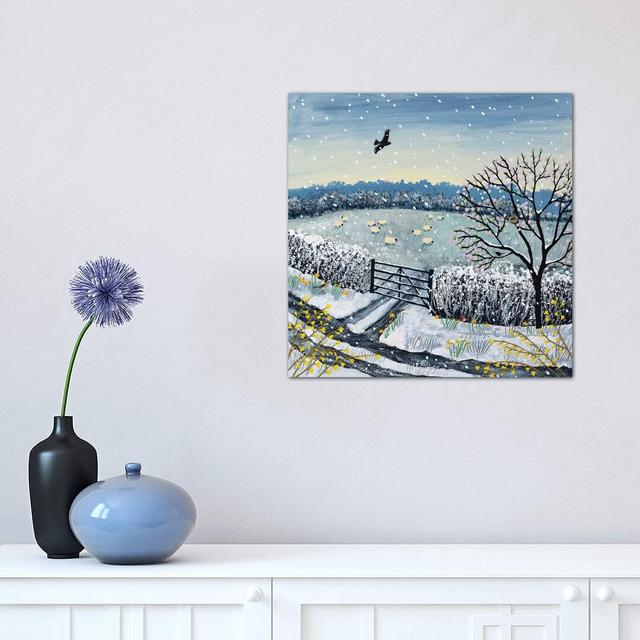 Snowflakes And Blossom by Jo Grundy - Wrapped Canvas Painting Latitude Run Size: 30.48cm H x 30.48cm W x 1.91cm D on Productcaster.