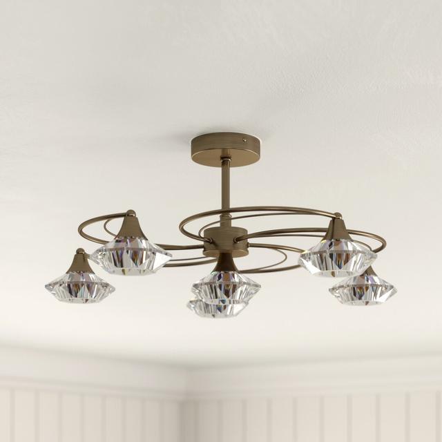 Greenhaw 6-Light 46cm Semi Flush Mount Brayden Studio Finish: Antique Brass on Productcaster.