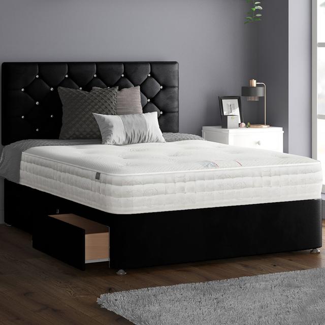 Divan Bed Set Rosdorf Park Colour: Black, Storage Type: 2 Foot-end Drawers, Size: Super King (6') on Productcaster.