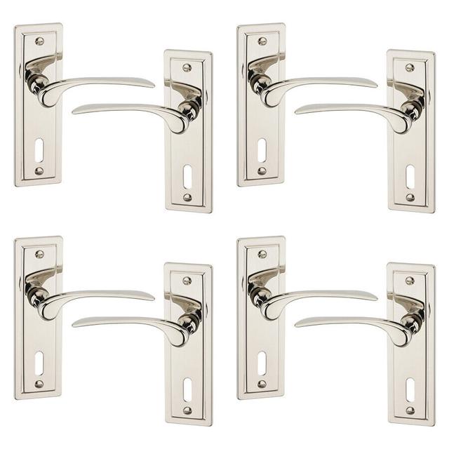 Single Dummy Door Handle (Set of 4) Urfic Finish: Polished Nickel on Productcaster.