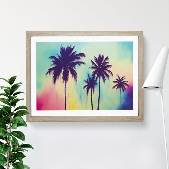 Painted Palm Trees Vol.4 - Picture Frame Painting Bay Isle Home Size: 25cm H x 34cm W x 2cm D, Format: Oak Framed on Productcaster.