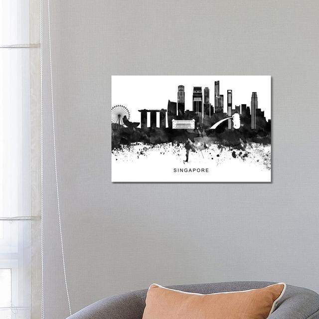 Singapore Skyline Black and White - Wrapped Canvas Graphic Art Happy Larry Size: 45.72cm H x 66.04cm W x 1.91cm D on Productcaster.