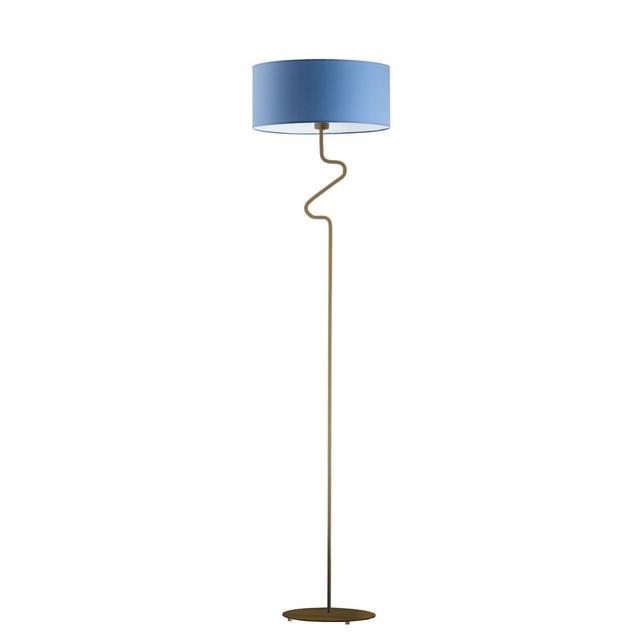 166 cm Stehlampe Esmerelda Fairmont Park Schirmfarbe: Blau, Gestellausführung: Braun/Gold on Productcaster.