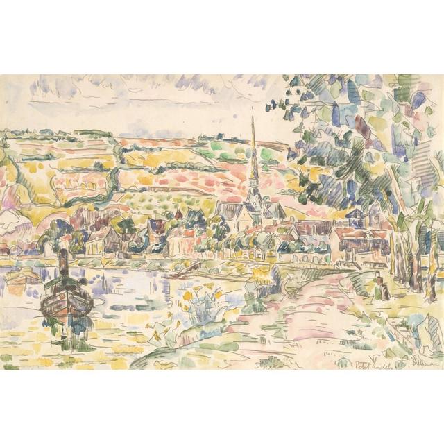 Petit Andely-The River Bank by Paul Signac - Wrapped Canvas Painting Print Blue Elephant Size: 61cm H x 91cm W on Productcaster.