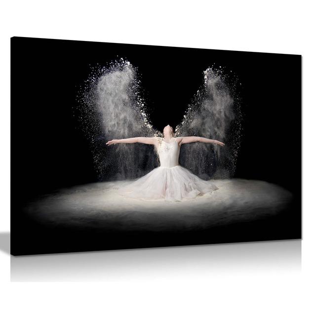 Ballerina in Dress Powder Angel Wings - Wrapped Canvas Photograph Panther Print Size: 61cm H x 91cm W x 1.8cm D on Productcaster.