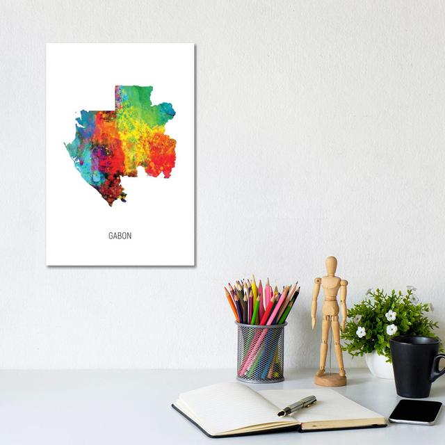 Gabon Map by Michael Tompsett - Wrapped Canvas Print Latitude Run Size: 30.48cm H x 20.32cm W x 1.905cm D on Productcaster.