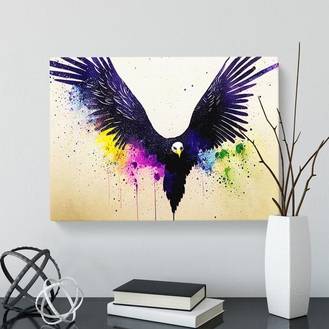 Eagle Bird Paint Splatter - Wrapped Canvas Painting Alpen Home Size: 40cm H x 60cm W x 3cm D on Productcaster.