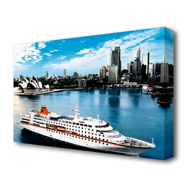 Sydney Harbour Cruise Liner - Wrapped Canvas Photograph Print East Urban Home Size: 81.3 cm H x 121.9 cm W on Productcaster.