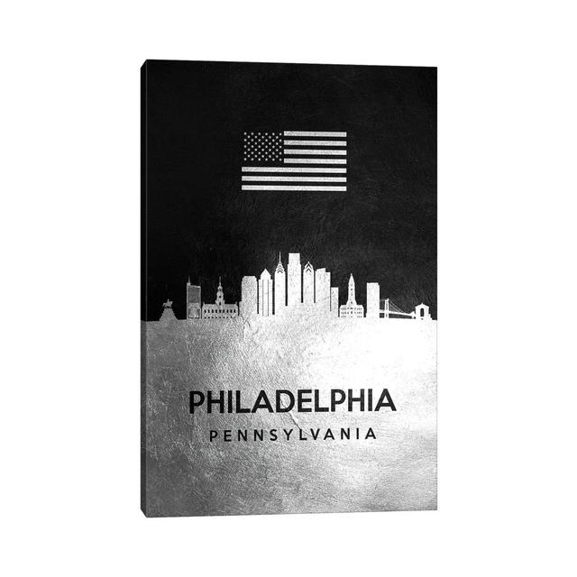 Philadelphia Pennsylvania Silver Skyline by Adrian Baldovino - Wrapped Canvas Painting Williston Forge Size: 30.48cm H x 20.32cm W x 1.91cm D on Productcaster.