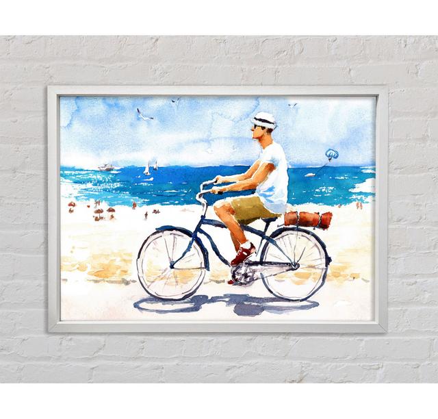 Cycling In Paradise Framed Print Highland Dunes Size: 100cm H x 141.4cm W x 3.3cm D, Format: White Framed Canvas on Productcaster.