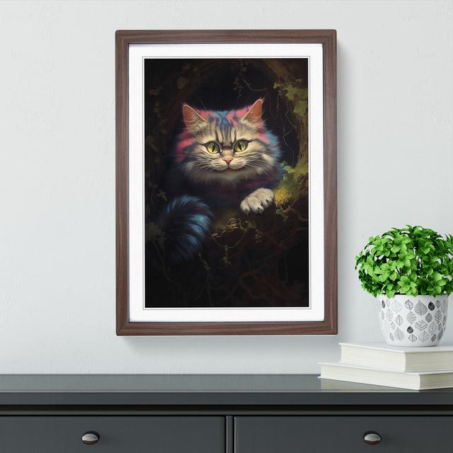 Cheshire Cat Classicism Marlow Home Co. Format: Walnut Framed, Size: 46cm H x 34cm W x 2cm D on Productcaster.