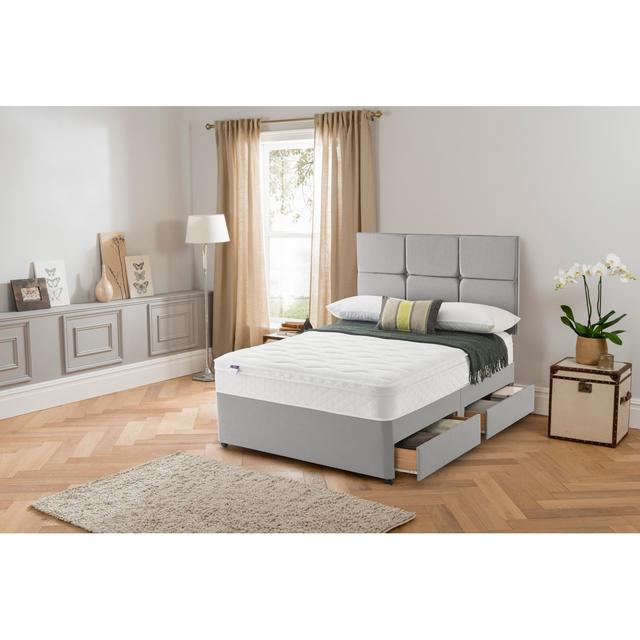 Bella Eco Comfort Quilted Miracoil Divan Bed Silentnight Size: Small Double, Colour: Grey, Base Type: 4 Drawers on Productcaster.