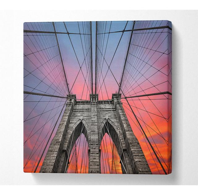 Adarryl Fire Skies Above Brooklyn Bridge - Wrapped Canvas Art Prints Latitude Run Size: 50.8cm H x 50.8cm W x 10cm D on Productcaster.