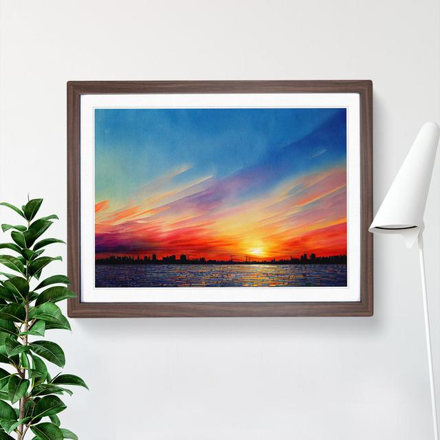 Stunning Watercolour Skyline - Single Picture Frame Painting 17 Stories Frame Colour: Walnut, Size: 34cm H x 46cm W x 2cm D on Productcaster.