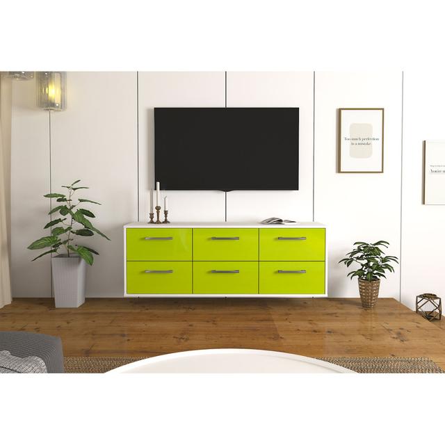 Washington D.C. TV stand, color: oak/anthracite, flying/metal handles, size: 92 x 49 x 35cm Brayden Studio Colour: Green/White on Productcaster.