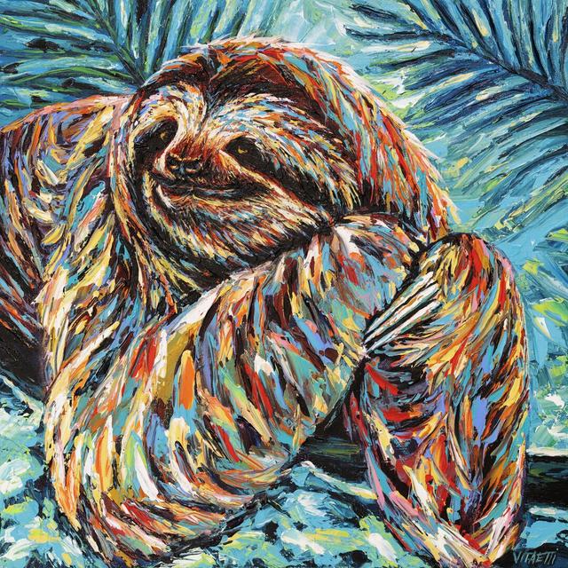 Sloth II by Carolee Vitaletti - Wrapped Canvas Painting Union Rustic Size: 76cm H x 76cm W on Productcaster.