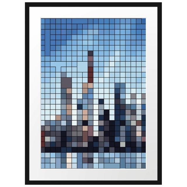 Gerahmtes Poster New York Pixel Skyline East Urban Home Größe: 80 cm H x 60 cm B on Productcaster.