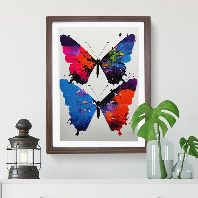 Two Butterflies Painted No.3 Abstract - Single Picture Frame Print Brambly Cottage Format: Walnut Framed, Size: 64cm H x 46cm W x 2cm D on Productcaster.