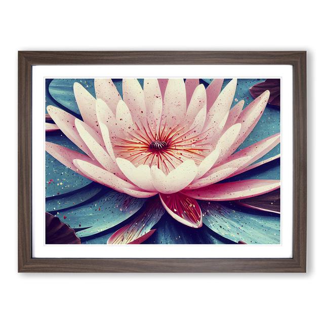 Water Lily Flower Splash Vol.2 - Picture Frame Graphic Art Marlow Home Co. Size: 46cm H x 64cm W, Format: Dark Brown on Productcaster.