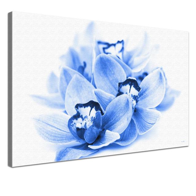 Orchid Flower Graphic Art Print on Canvas in Blue East Urban Home Size: 80 cm L x 120 cm B x 4 cm T on Productcaster.