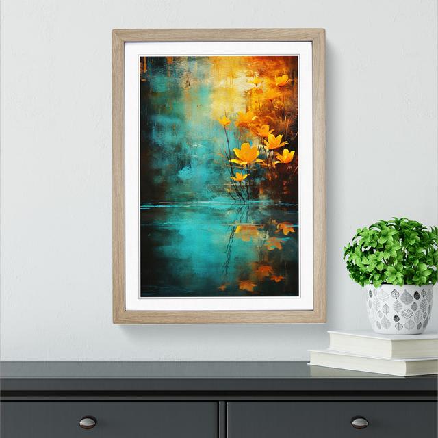 Pond Abstract No.2 - Single Picture Frame Print on Wood Marlow Home Co. Format: Oak Framed, Size: 64cm H x 46cm W x 2cm D on Productcaster.