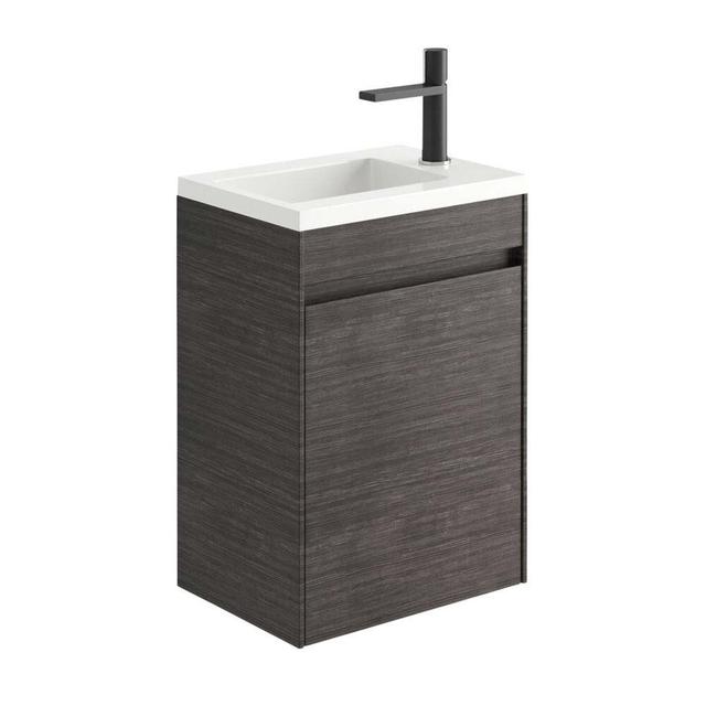 Damalis 440mm Single Bathroom Vanity with Integrated Resin Basin Zipcode Design Vanity Unit Colour: Leached Oak on Productcaster.