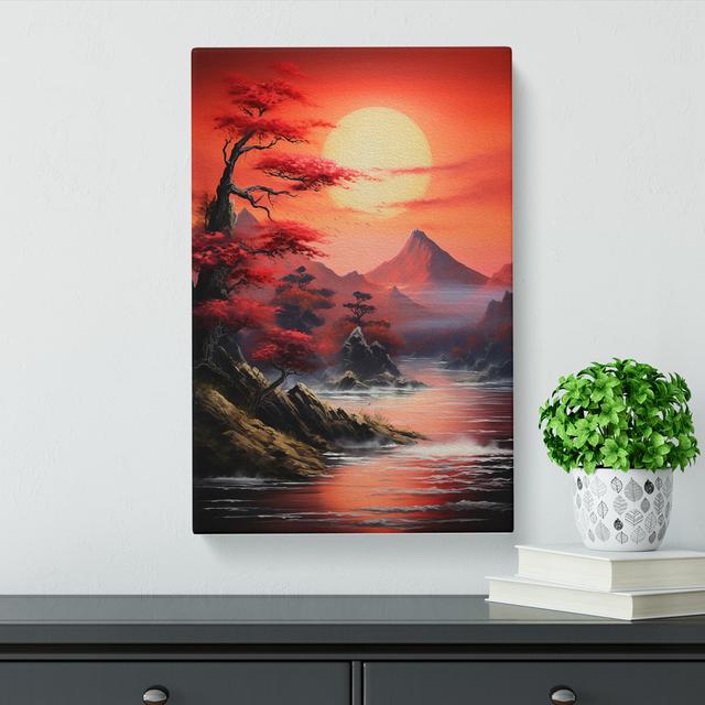 Japanese Sunset Action Painting - No Frame Print Alpen Home Size: 76cm H x 50cm W x 3cm D on Productcaster.