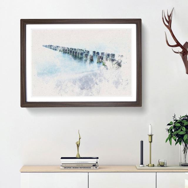 Breakwater within an Endless Sea - Picture Frame Graphic Art Print East Urban Home Frame Option: Walnut Framed, Size: 45cm H x 63cm W x 2cm D on Productcaster.