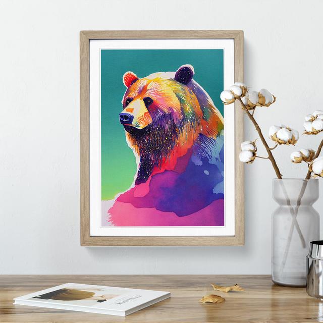 Watercolour Bear - Single Picture Frame Print Alpen Home Frame Colour: Oak Framed, Size: 46cm H x 34cm W x 2cm D on Productcaster.