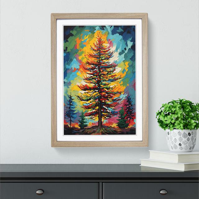 Pine Tree Pop No.2 - Single Picture Frame Print on Wood Alpen Home Format: Oak Framed, Size: 64cm H x 46cm W x 2cm D on Productcaster.