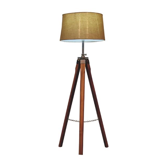 Aboubakar 110cm Tripod Floor Lamp Williston Forge Shade Colour: Beige, Base Finish: Chrome on Productcaster.