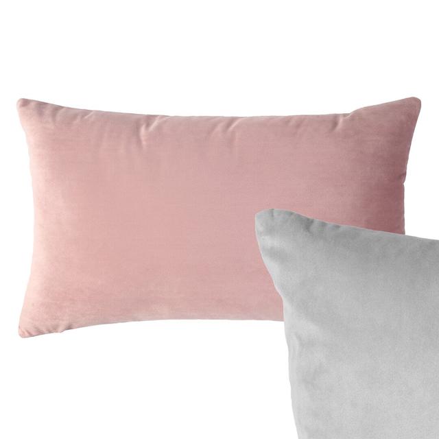 Reversible Oblong Velvet Cushion Cover Cushoo Colour: Blush Pink/Grey on Productcaster.