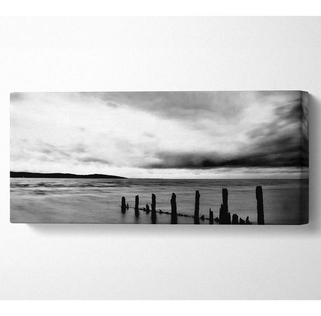 Storm Clouds over the Ocean B N W - Wrapped Canvas Art Prints Highland Dunes Size: 81.3cm H x 183cm W on Productcaster.