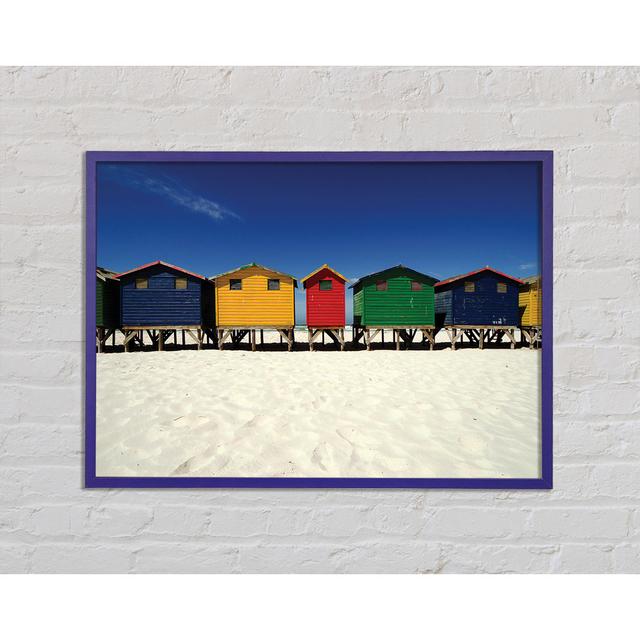 Gerahmtes Poster Beach Hut Skies House of Hampton Größe: 29,7 cm H x 21 cm B x 2 cm T, Format: Grau gerahmtes Holz on Productcaster.