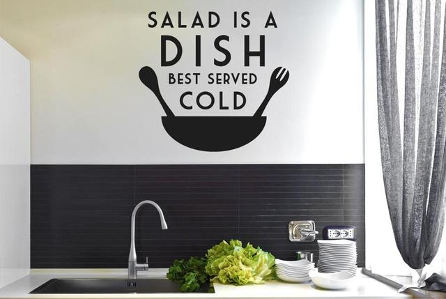 Salad Is Dish Best Served Cold Wall Sticker East Urban Home Colour: Black, Size: Medium on Productcaster.