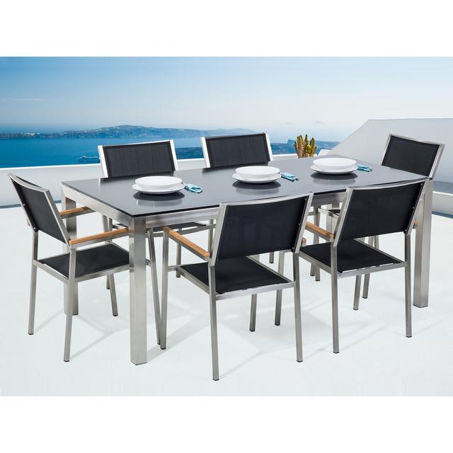 Sharon 6 Seater Dining Set Dakota Fields Colour: Black on Productcaster.