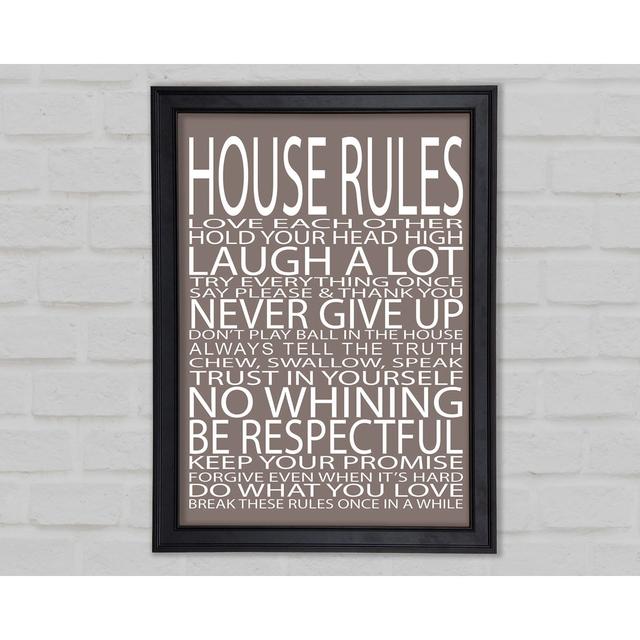 Family Quote House Rules Love Each Other Beige Framed Print 9811 Happy Larry Size: 42cm H x 29.7cm W on Productcaster.