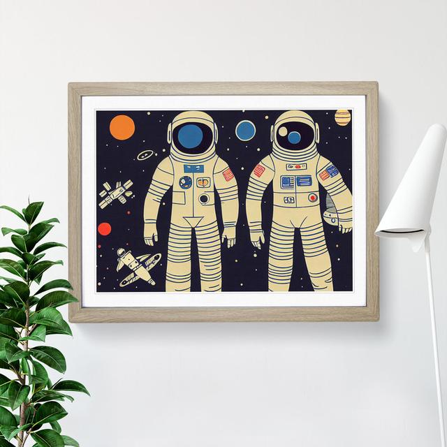 Two Retro Astronauts Vol.4 - Picture Frame Graphic Art Marlow Home Co. Size: 34cm H x 46cm W x 2cm D, Frame Colour: Oak Framed on Productcaster.