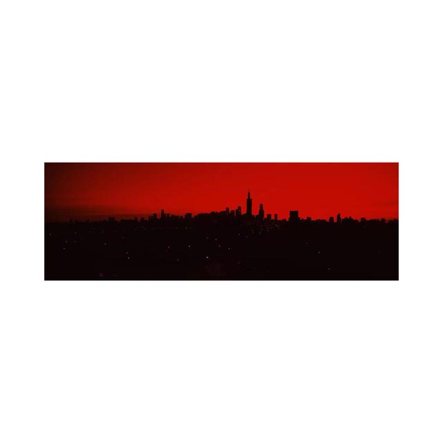 Silhouette of Buildings at Sunrise, Chicago, Illinois, USA - Wrapped Canvas Panoramic Photograph Ebern Designs Size: 50.8cm H x 152.4cm W x 1.905cm D on Productcaster.