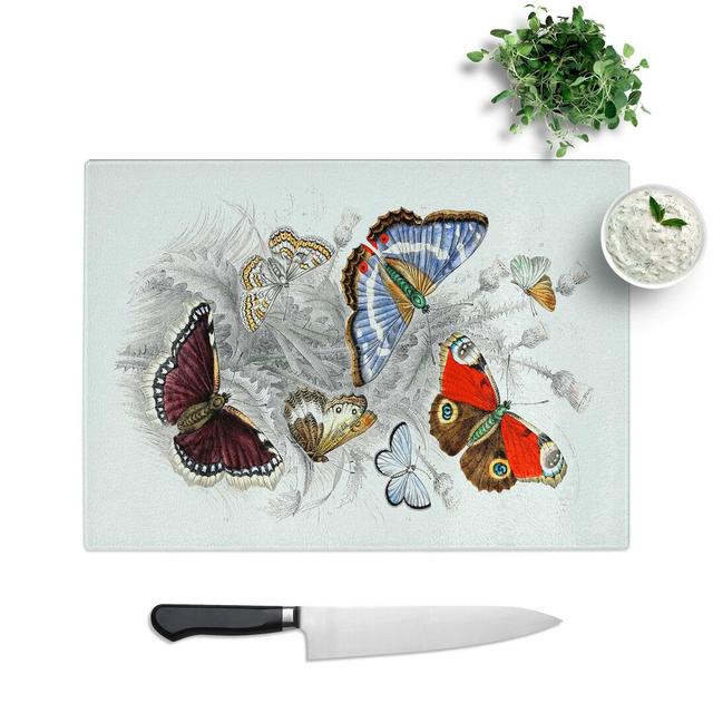 Tempered Glass Assortment of Butterflies Pl. 69 Chopping Board East Urban Home Size: 28.5 cm W x 20 cm L on Productcaster.