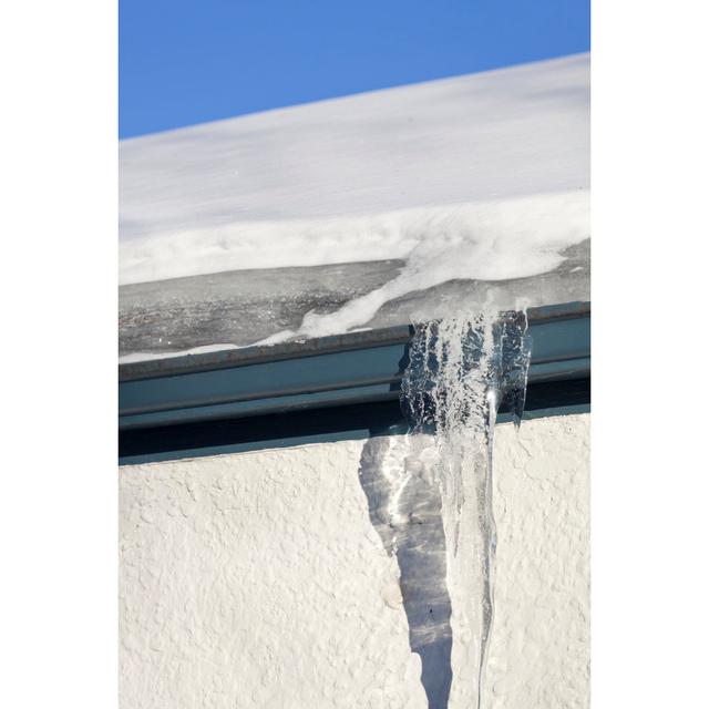 Snow, Ice Dam And Icicles Forming On House Roof, Gutter by YinYang - No Frame Art Prints on Canvas 17 Stories Size: 76cm H x 51cm W on Productcaster.