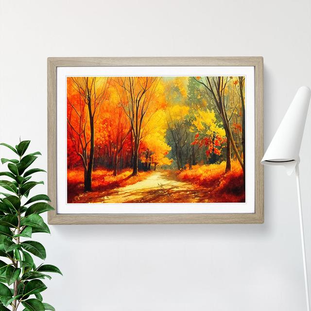 Forest In Autumn Vol.5 - Single Picture Frame Painting Marlow Home Co. Size: 34cm H x 46cm W x 2cm D, Frame Colour: Oak on Productcaster.