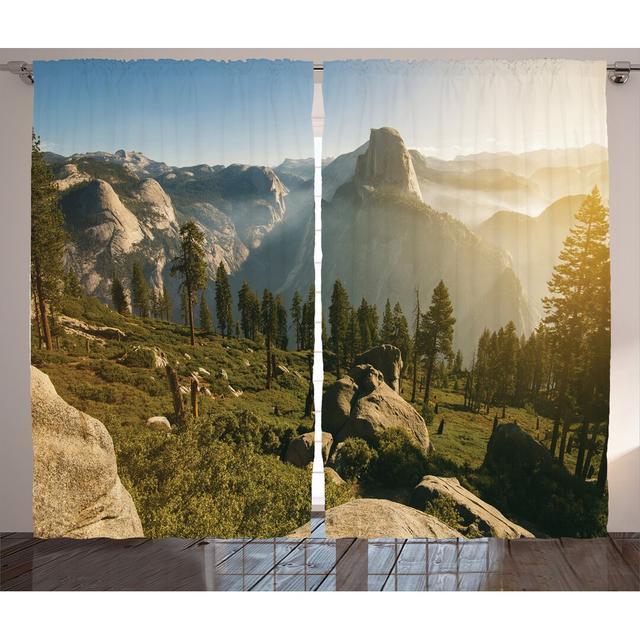 2-tlg. Vorhang-Set Yosemite mit Stangendurchzug, halbtransparent East Urban Home Panel-Größe: 280 cm B x 175 cm T on Productcaster.