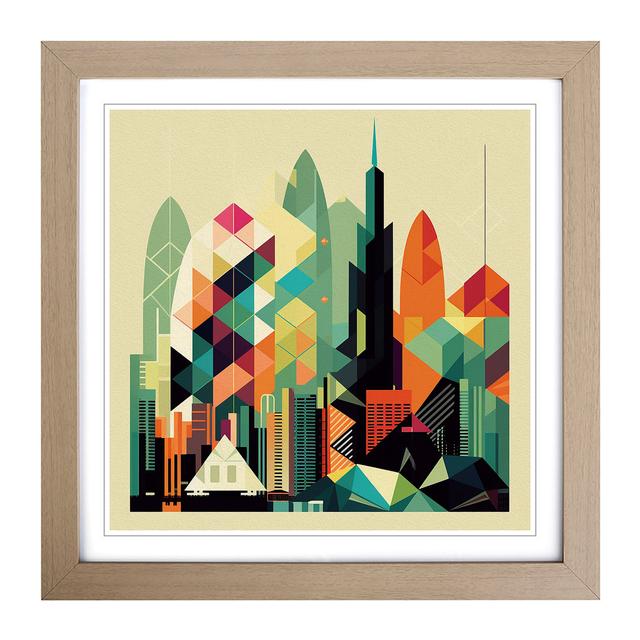 City Of Hong Kong Geometric - Single Picture Frame Print on Wood 17 Stories Format: Oak on Productcaster.