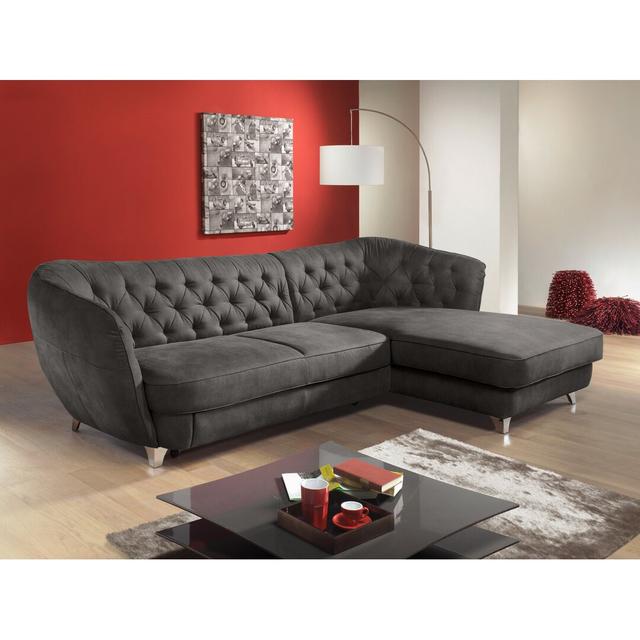 Ecksofa mit Bettfunktion COTTA Ausrichtung: Rechts, Polsterfarbe: Anthrazit on Productcaster.