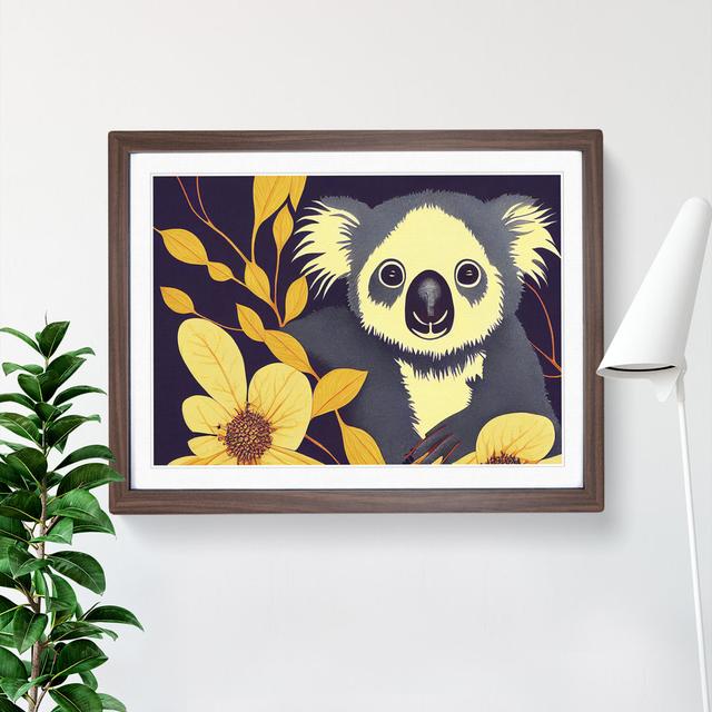 Koala Bear - Single Picture Frame Print Marlow Home Co. Size: 34cm H x 46cm W, Frame Colour: Walnut Framed on Productcaster.